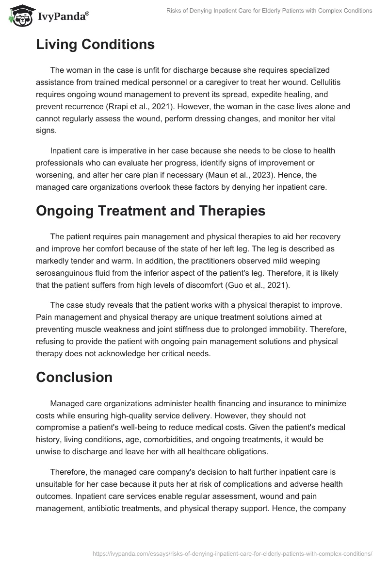 Risks of Denying Inpatient Care for Elderly Patients with Complex Conditions. Page 2