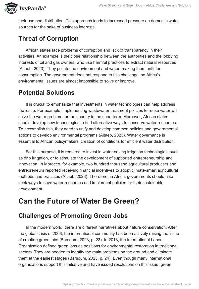 Water Scarcity and Green Jobs in Africa: Challenges and Solutions. Page 2