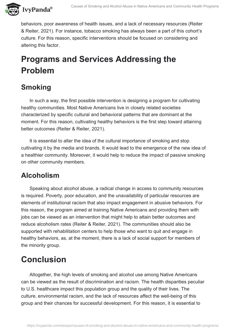 Causes of Smoking and Alcohol Abuse in Native Americans and Community Health Programs. Page 2