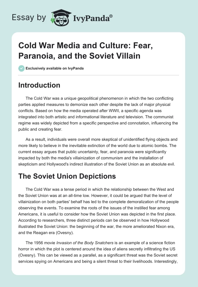 Cold War Media and Culture: Fear, Paranoia, and the Soviet Villain. Page 1