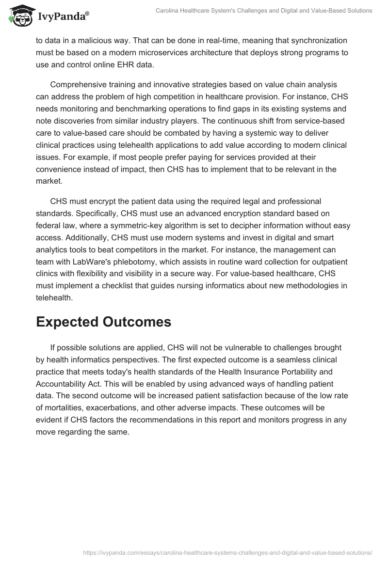 Carolina Healthcare System's Challenges and Digital and Value-Based Solutions. Page 2