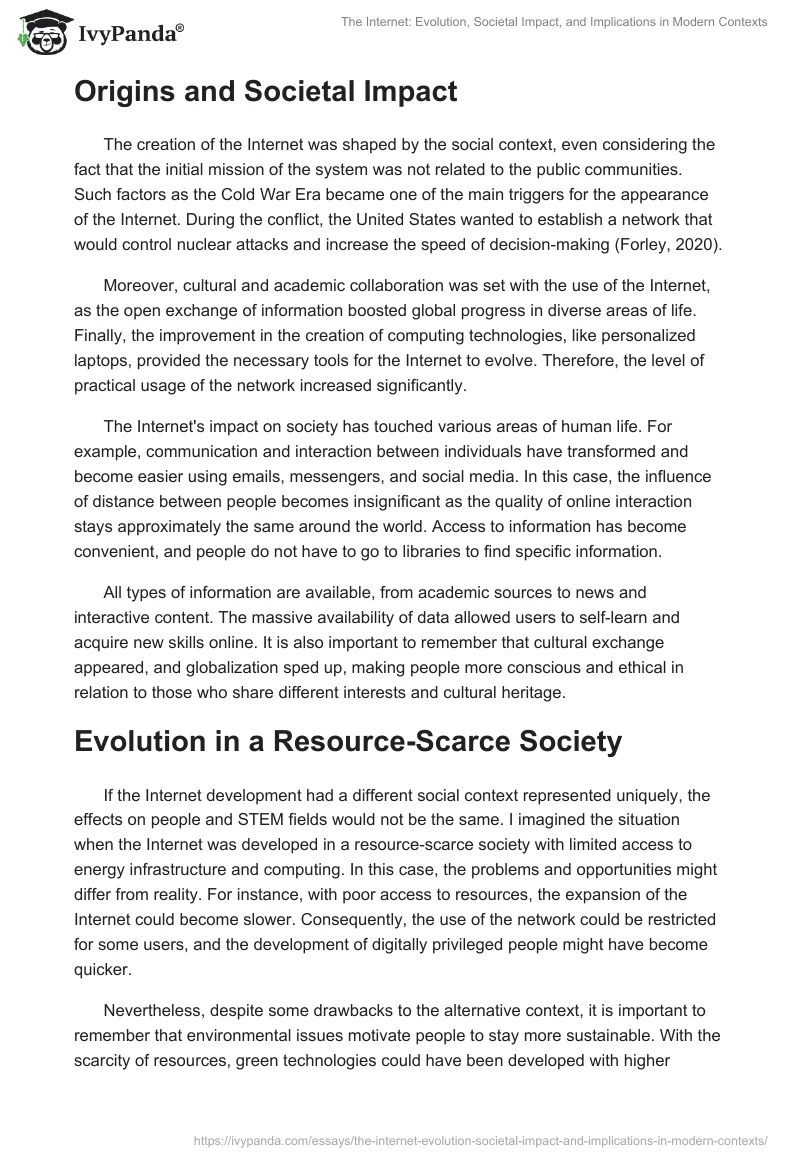 The Internet: Evolution, Societal Impact, and Implications in Modern Contexts. Page 2