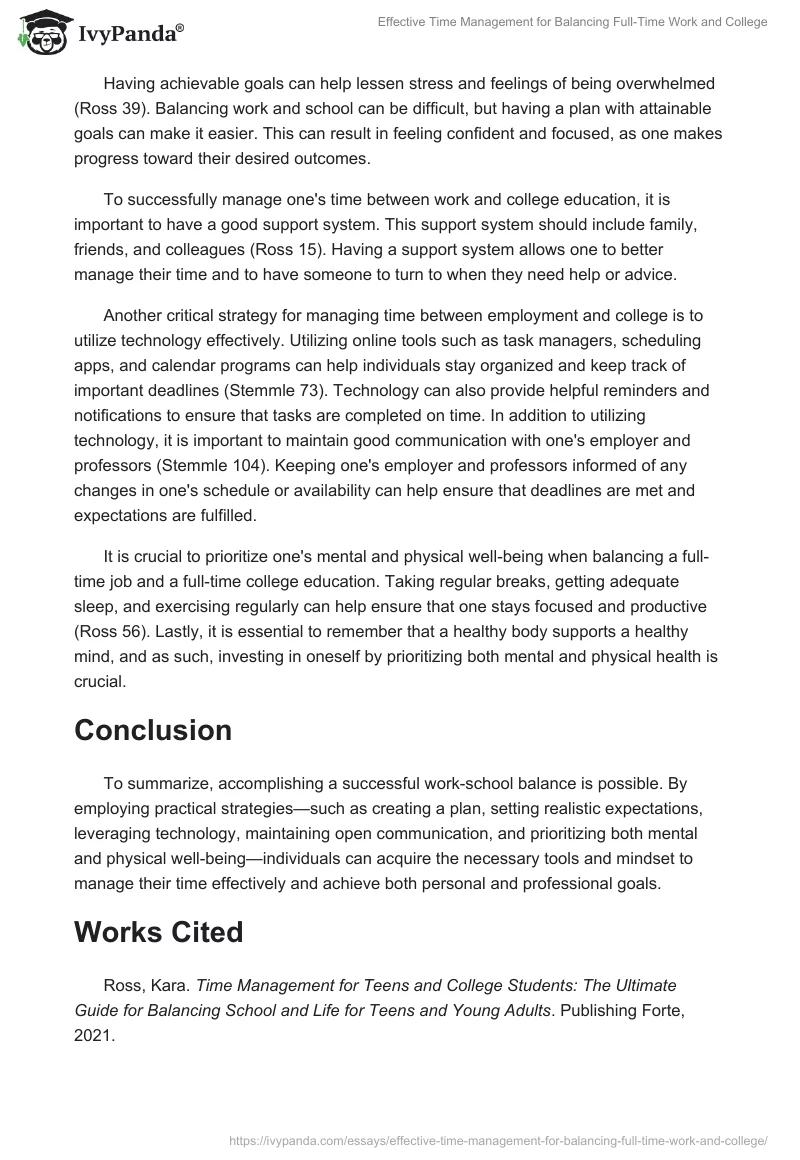Effective Time Management for Balancing Full-Time Work and College. Page 2
