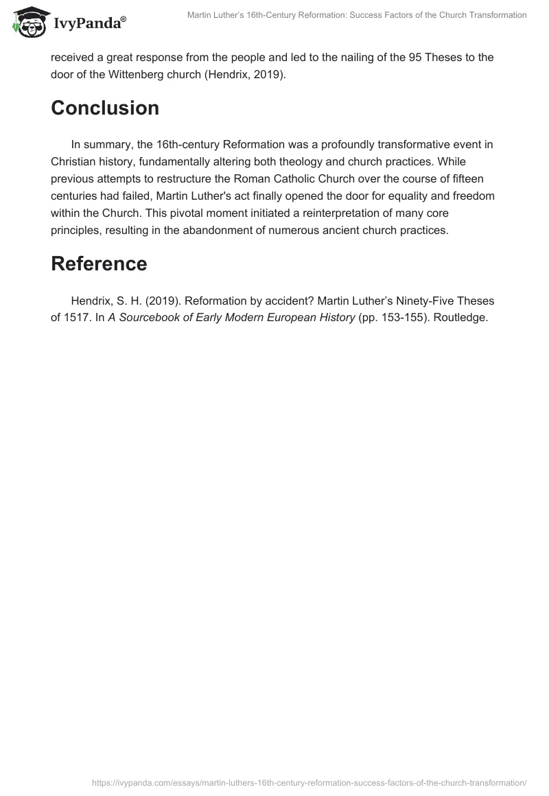 Martin Luther’s 16th-Century Reformation: Success Factors of the Church Transformation. Page 2