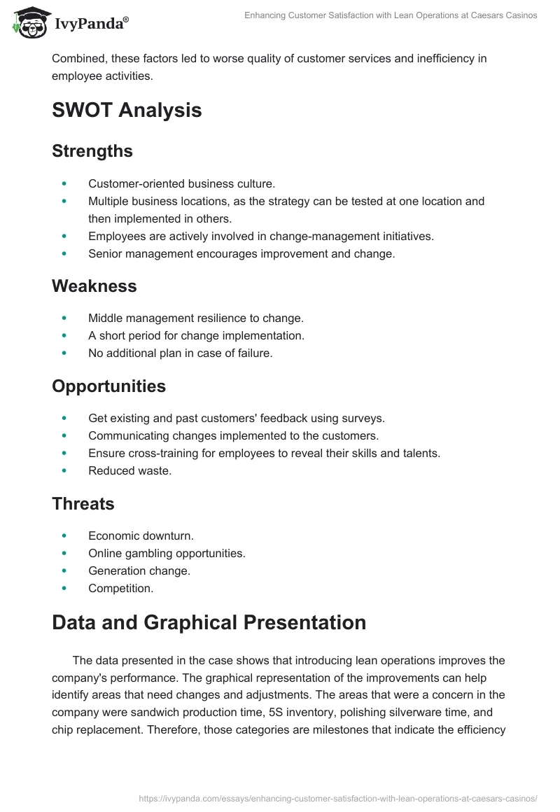 Enhancing Customer Satisfaction with Lean Operations at Caesars Casinos. Page 2