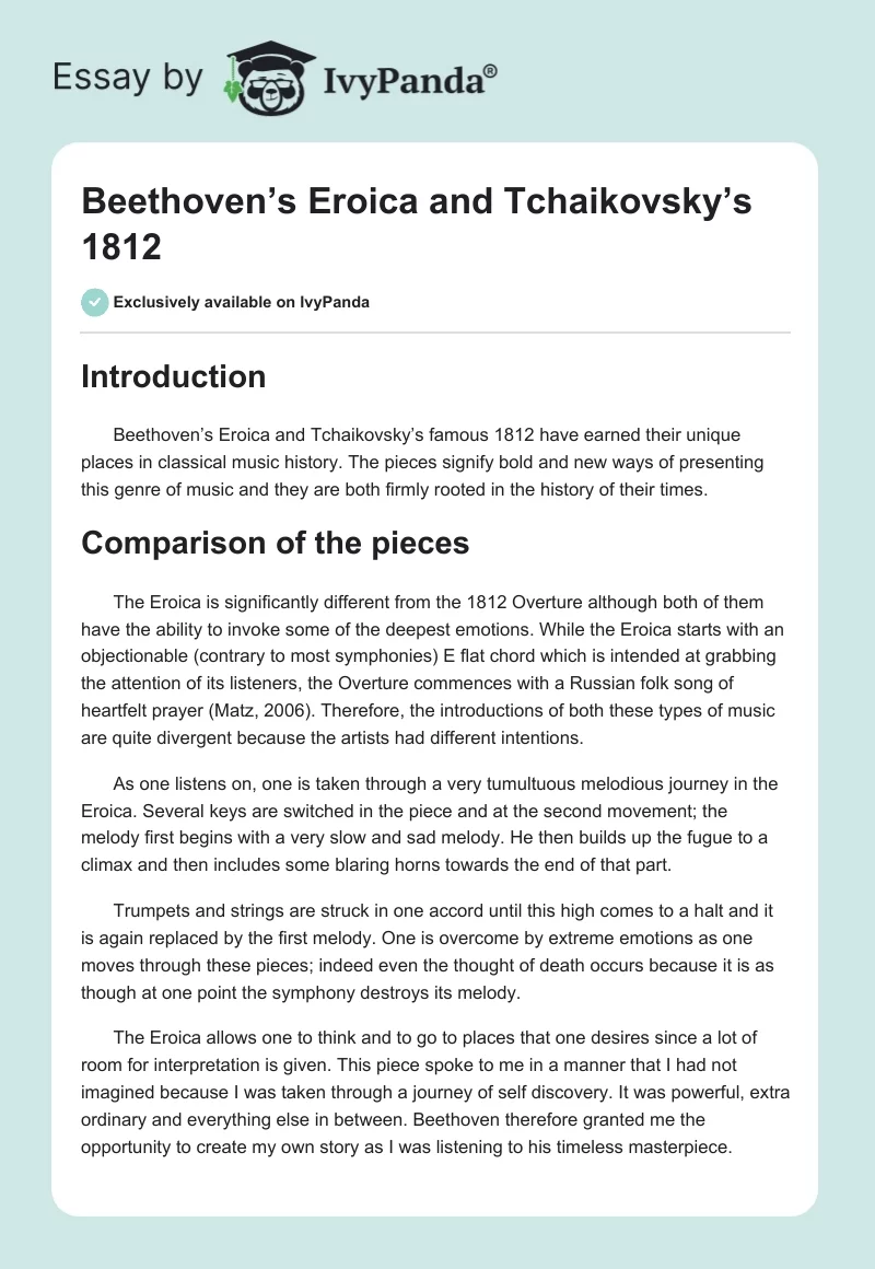 Beethoven’s Eroica and Tchaikovsky’s 1812. Page 1