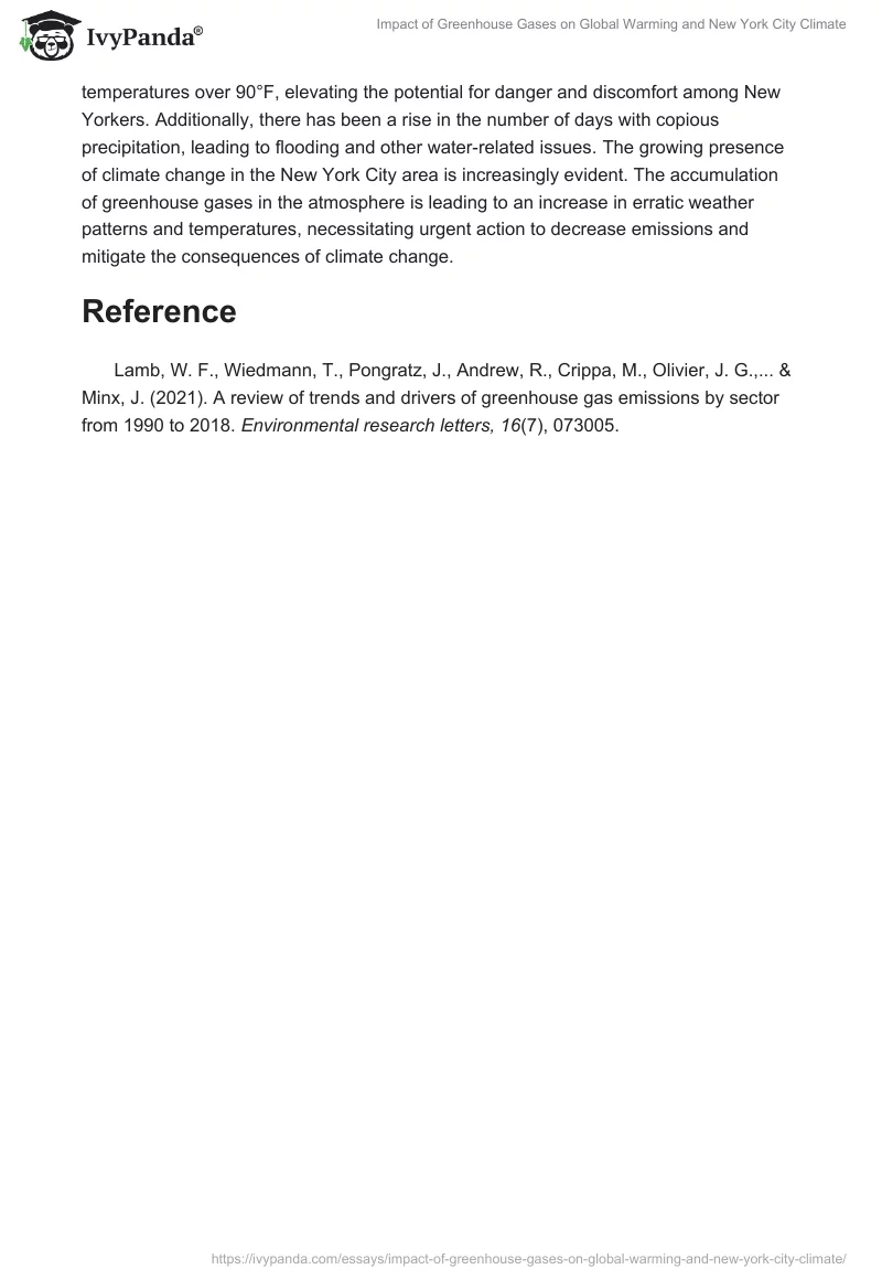Impact of Greenhouse Gases on Global Warming and New York City Climate. Page 2
