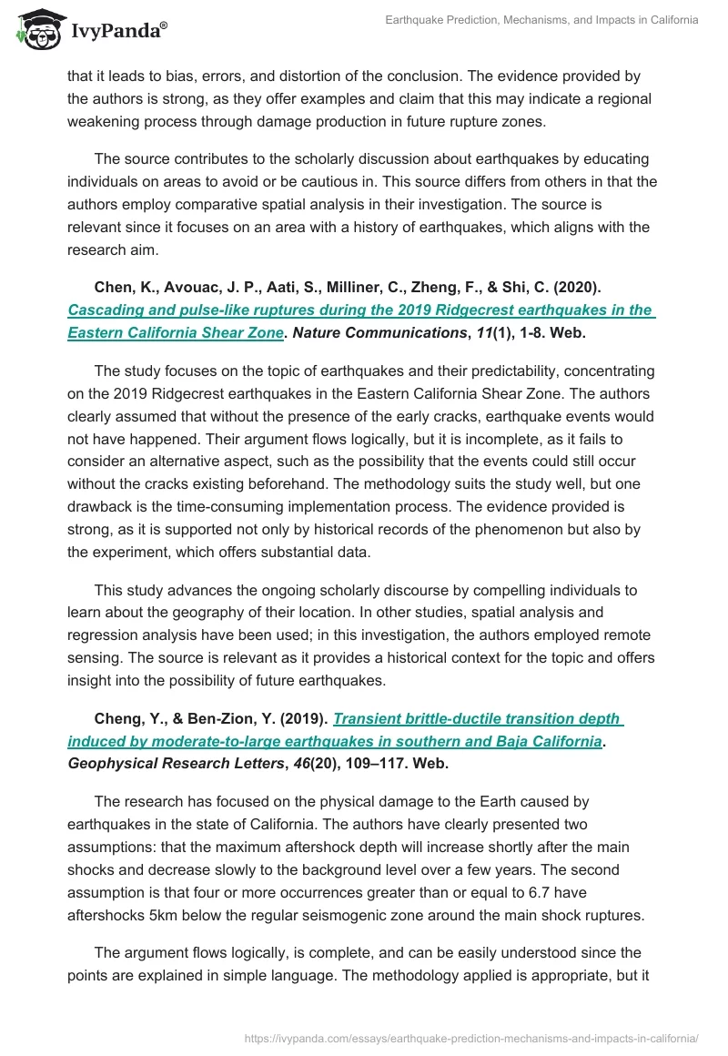 Earthquake Prediction, Mechanisms, and Impacts in California. Page 2