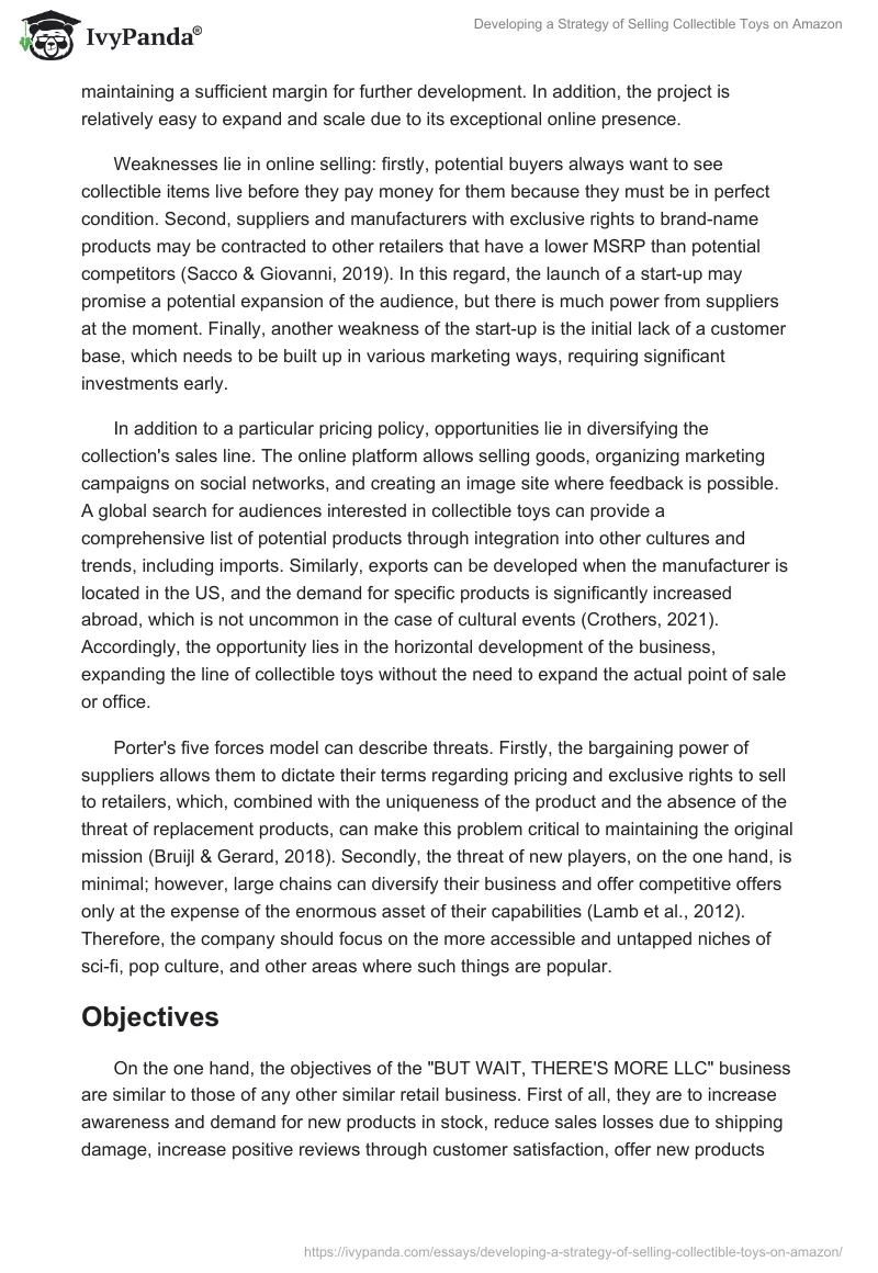 Developing a Strategy of Selling Collectible Toys on Amazon. Page 2