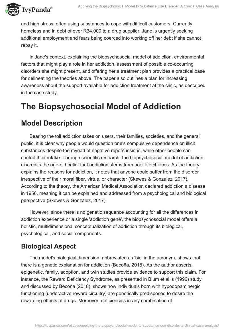 Applying the Biopsychosocial Model to Substance Use Disorder: A Clinical Case Analysis. Page 2