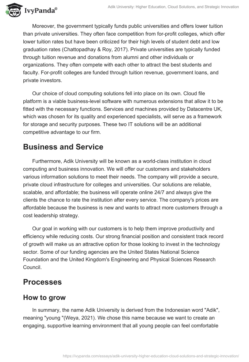 Adik University: Higher Education, Cloud Solutions, and Strategic Innovation. Page 2