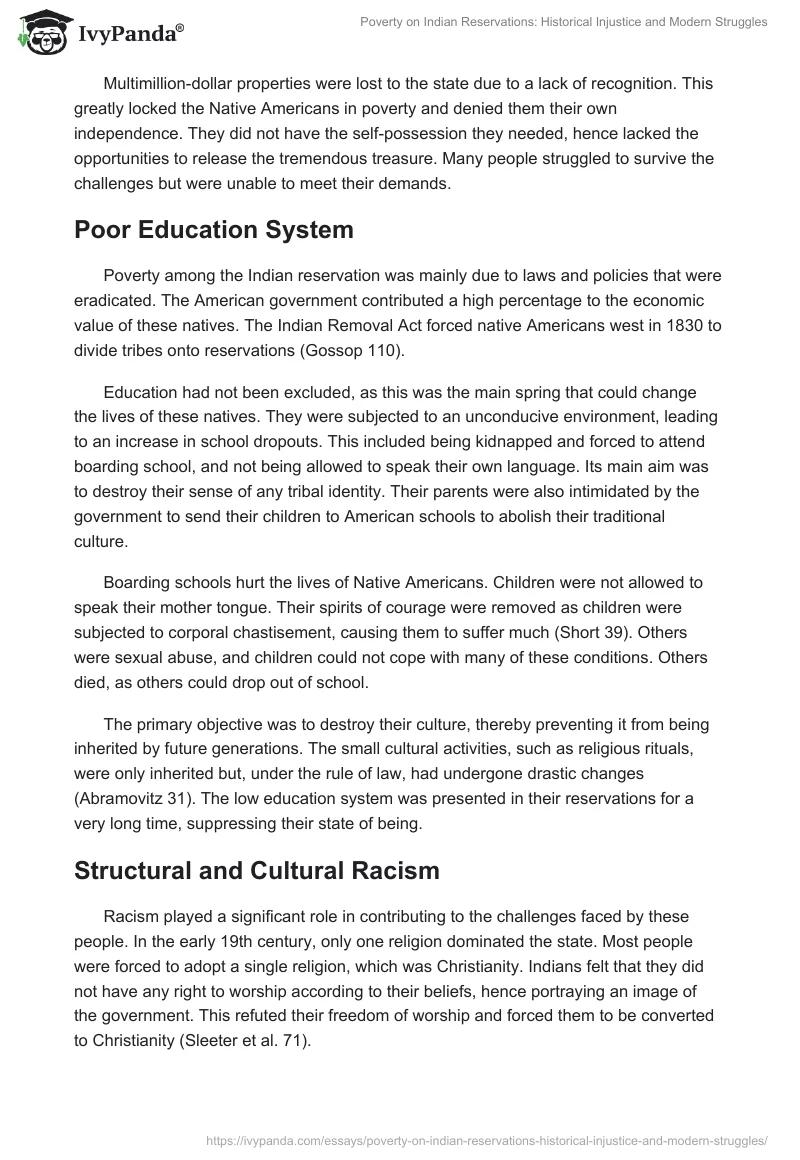Poverty on Indian Reservations: Historical Injustice and Modern Struggles. Page 2