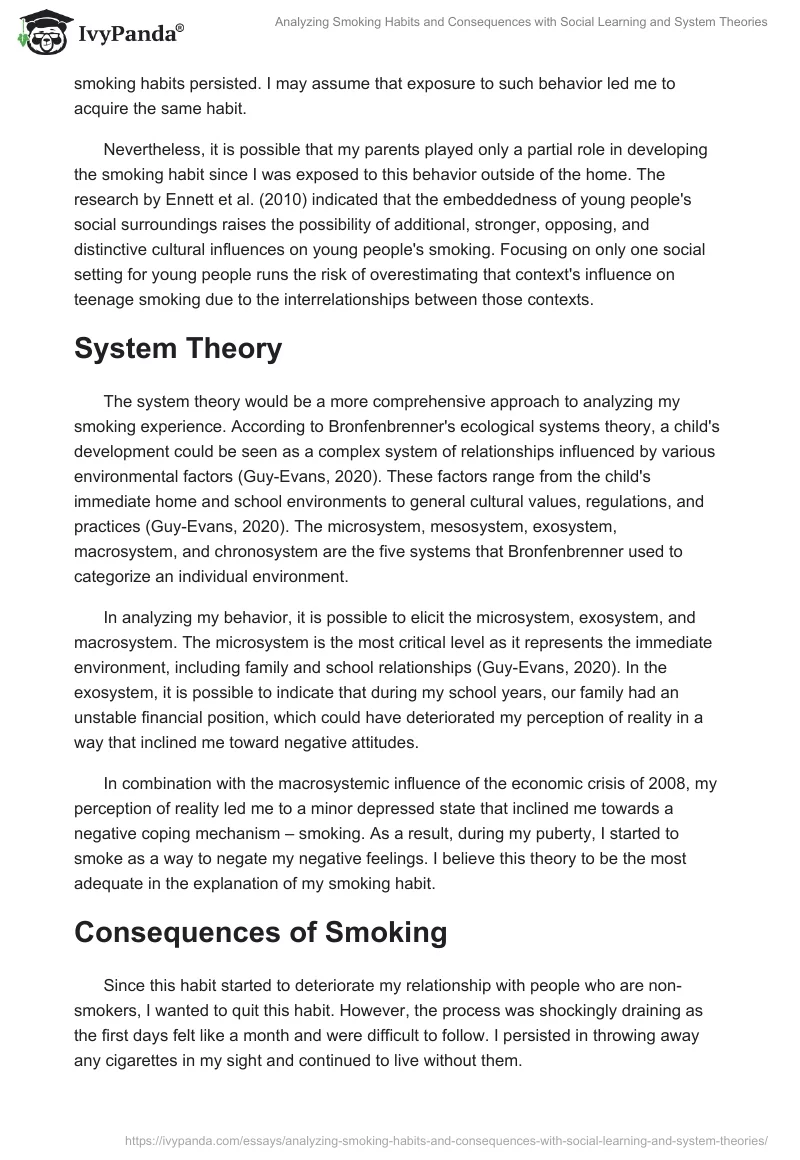 Analyzing Smoking Habits and Consequences with Social Learning and System Theories. Page 2