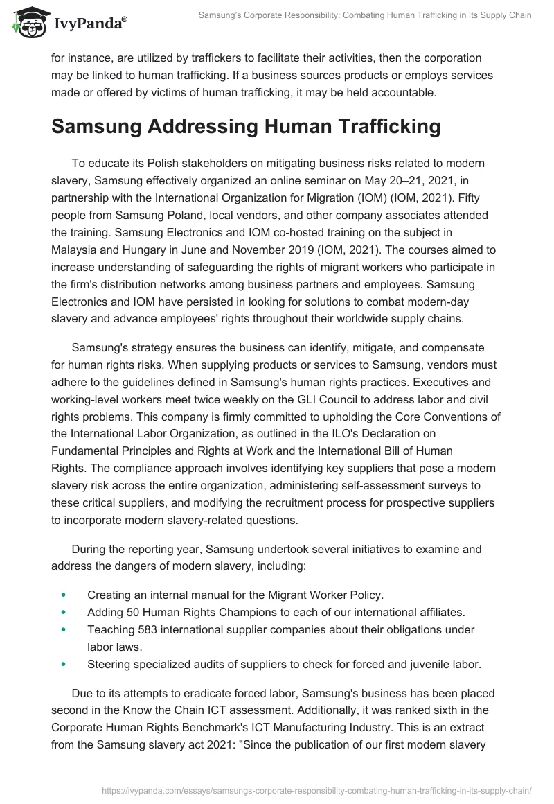 Samsung’s Corporate Responsibility: Combating Human Trafficking in Its Supply Chain. Page 2