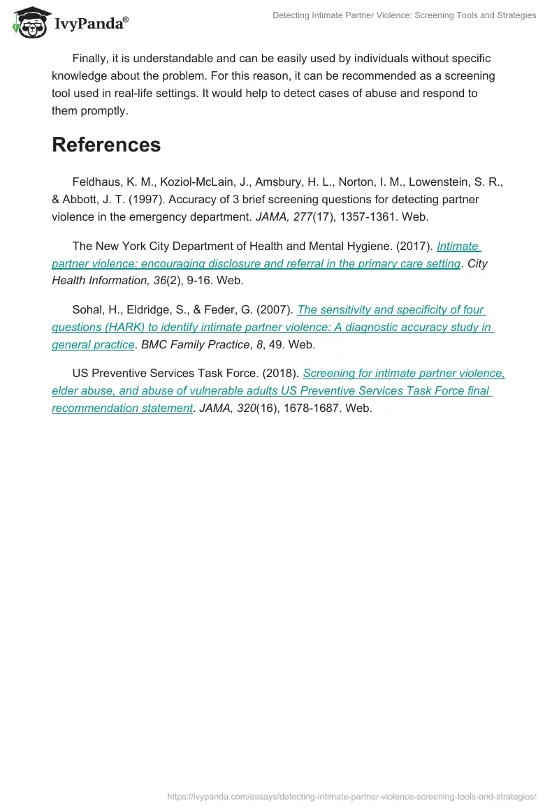 Detecting Intimate Partner Violence: Screening Tools and Strategies. Page 2