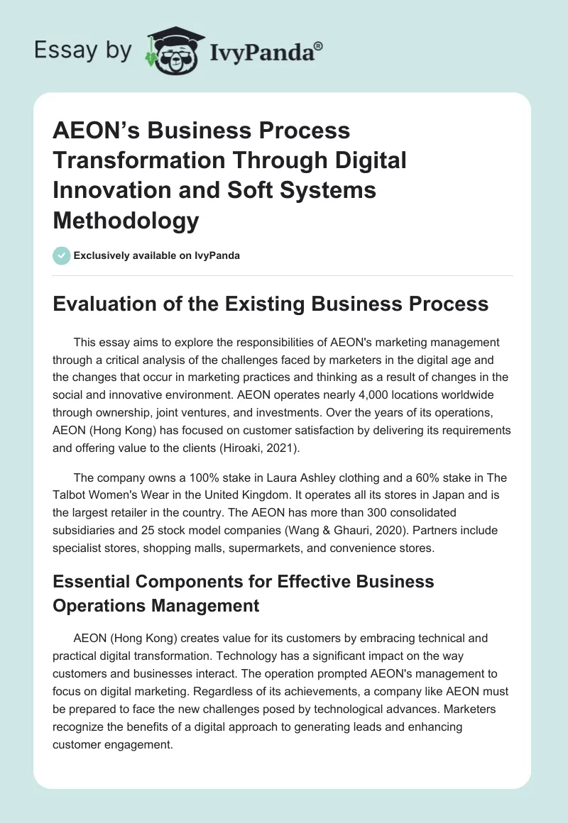 AEON’s Business Process Transformation Through Digital Innovation and Soft Systems Methodology. Page 1