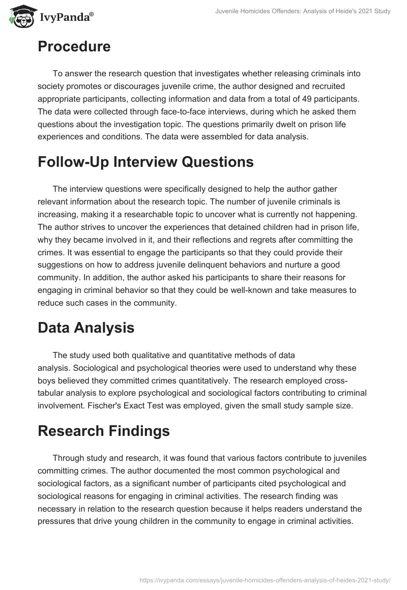 Juvenile Homicides Offenders: Analysis of Heide's 2021 Study. Page 2