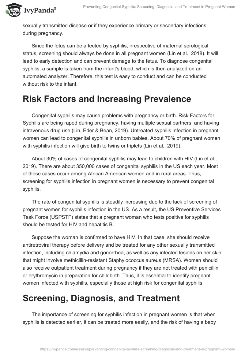 Preventing Congenital Syphilis: Screening, Diagnosis, and Treatment in Pregnant Women. Page 2