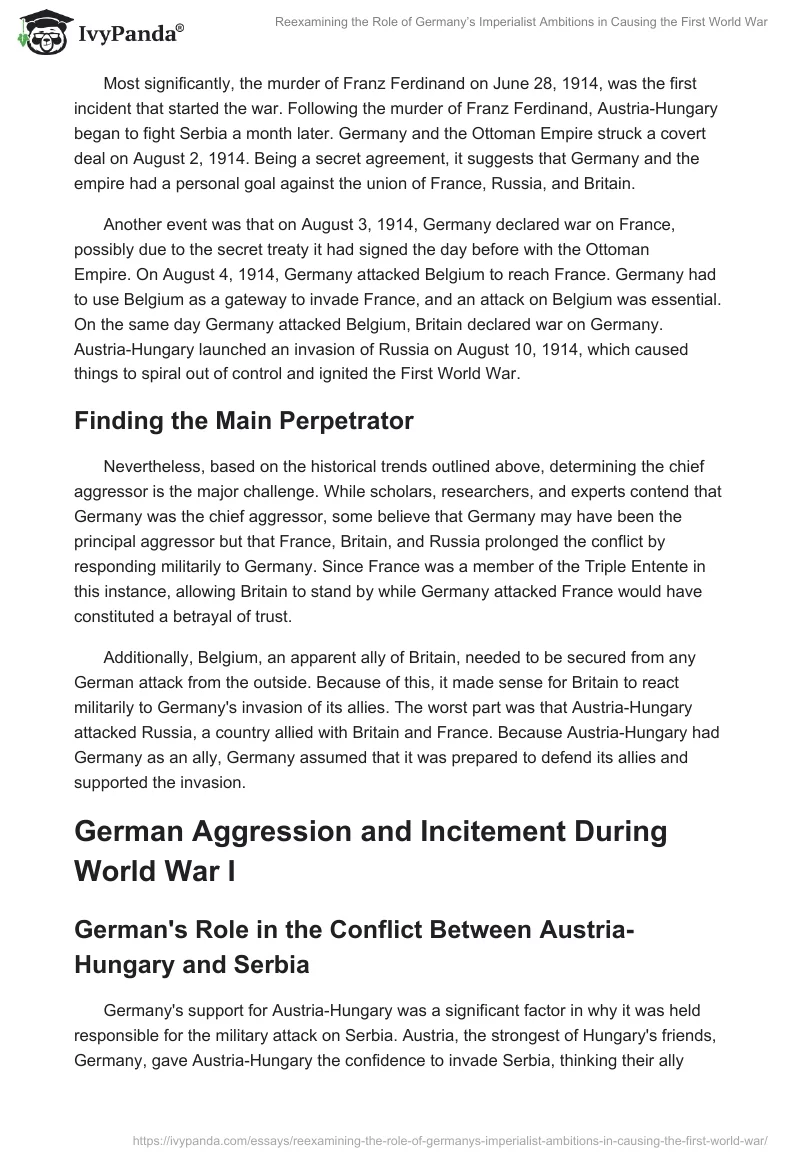 Reexamining the Role of Germany’s Imperialist Ambitions in Causing the First World War. Page 2