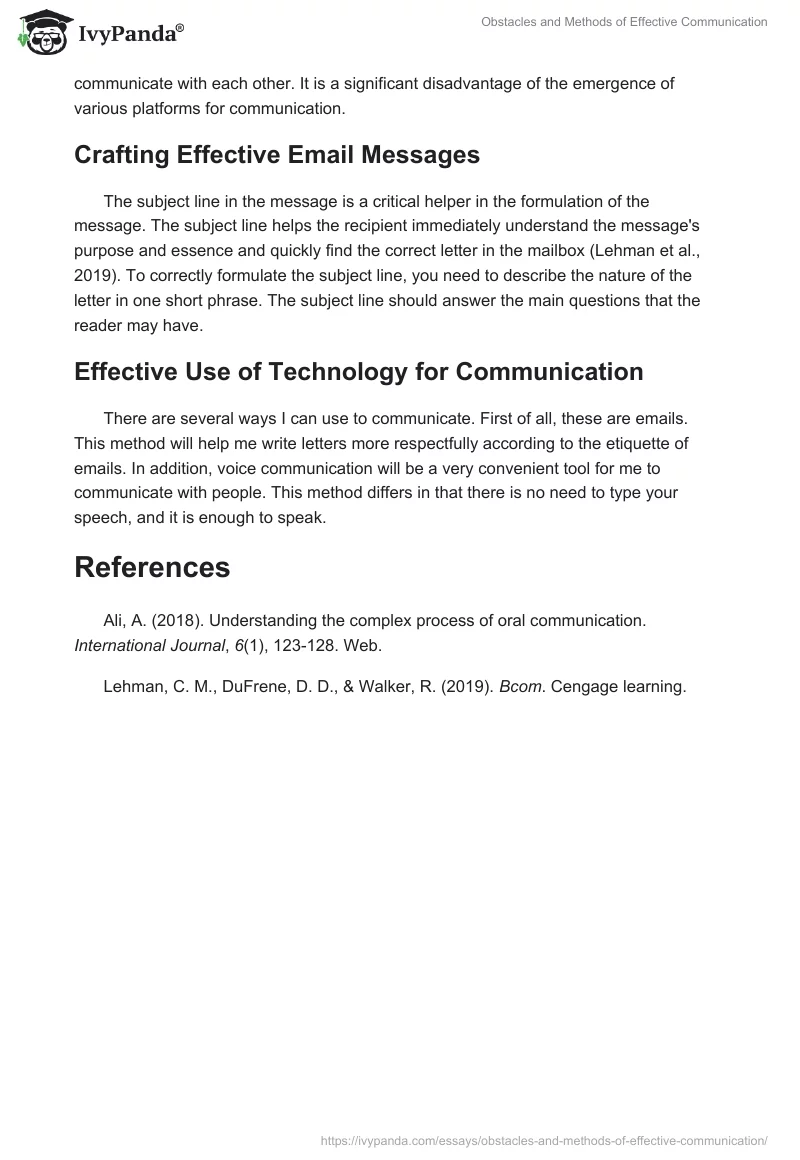 Obstacles and Methods of Effective Communication. Page 2