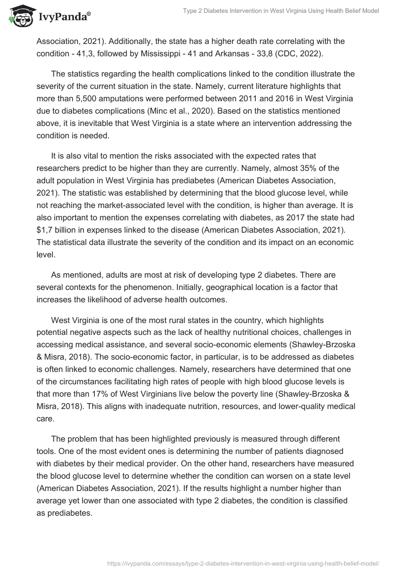 Type 2 Diabetes Intervention in West Virginia Using Health Belief Model. Page 2