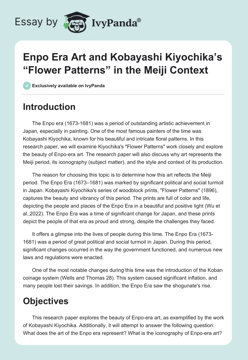 Enpo Era Art and Kobayashi Kiyochika’s “Flower Patterns” in the Meiji Context. Page 1