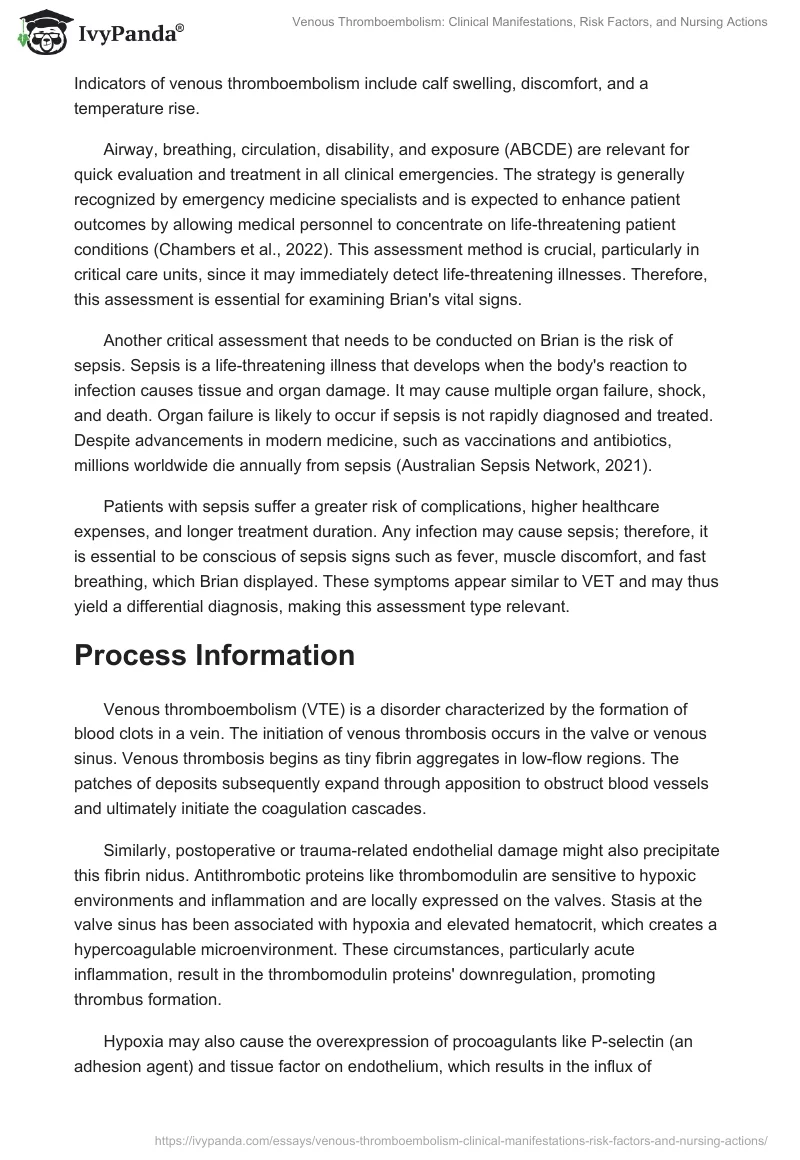 Venous Thromboembolism: Clinical Manifestations, Risk Factors, and Nursing Actions. Page 2