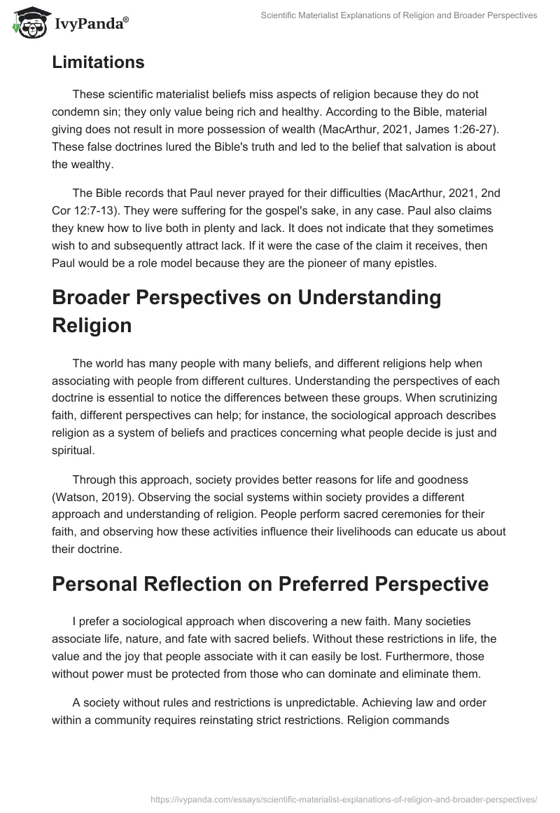 Scientific Materialist Explanations of Religion and Broader Perspectives. Page 2