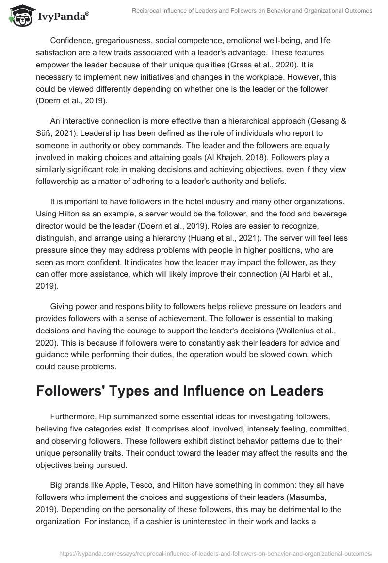 Reciprocal Influence of Leaders and Followers on Behavior and Organizational Outcomes. Page 2