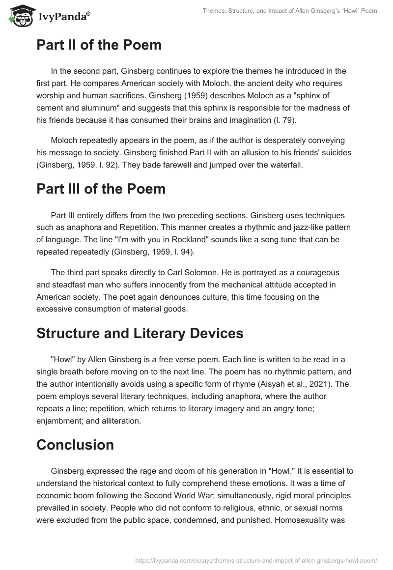 Themes, Structure, and Impact of Allen Ginsberg’s “Howl” Poem. Page 2
