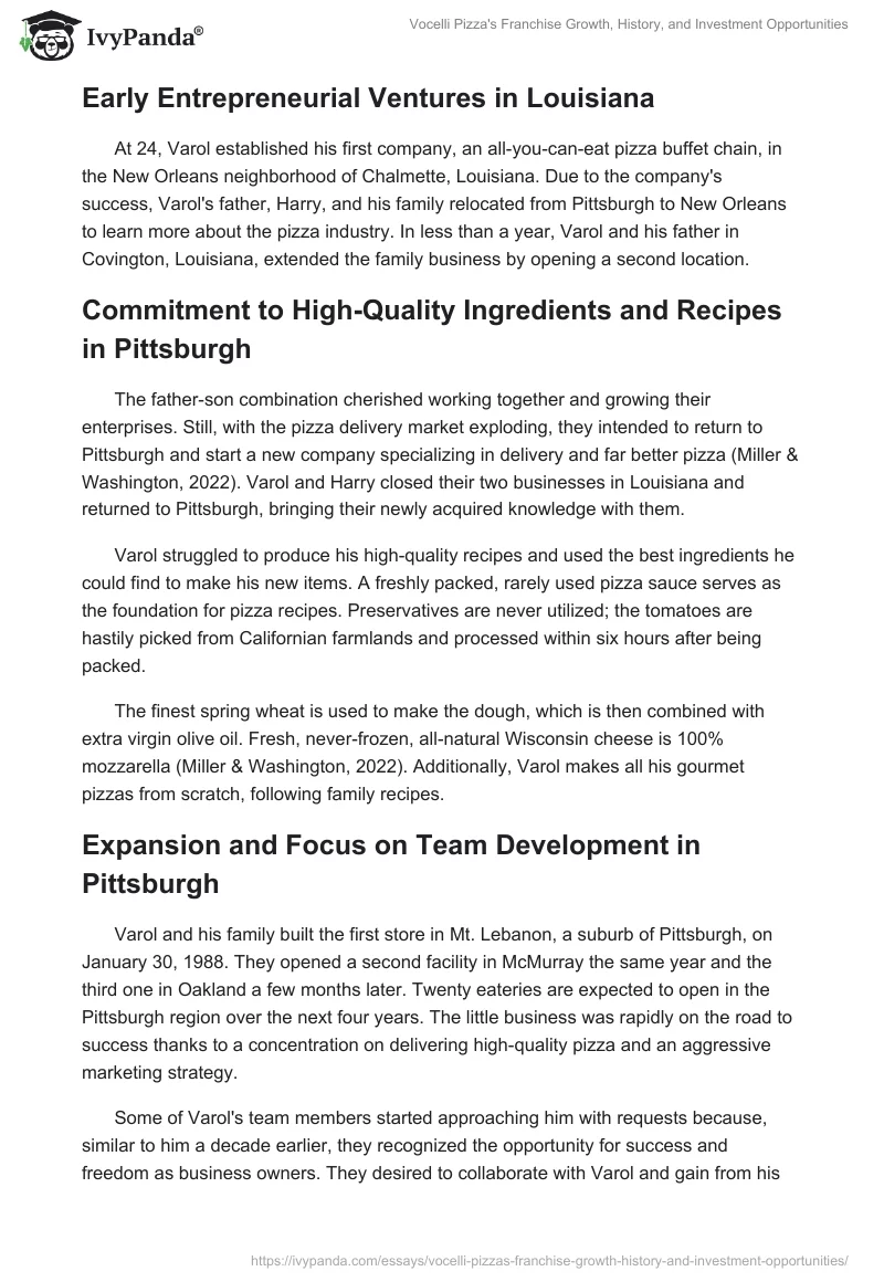 Vocelli Pizza's Franchise Growth, History, and Investment Opportunities. Page 2