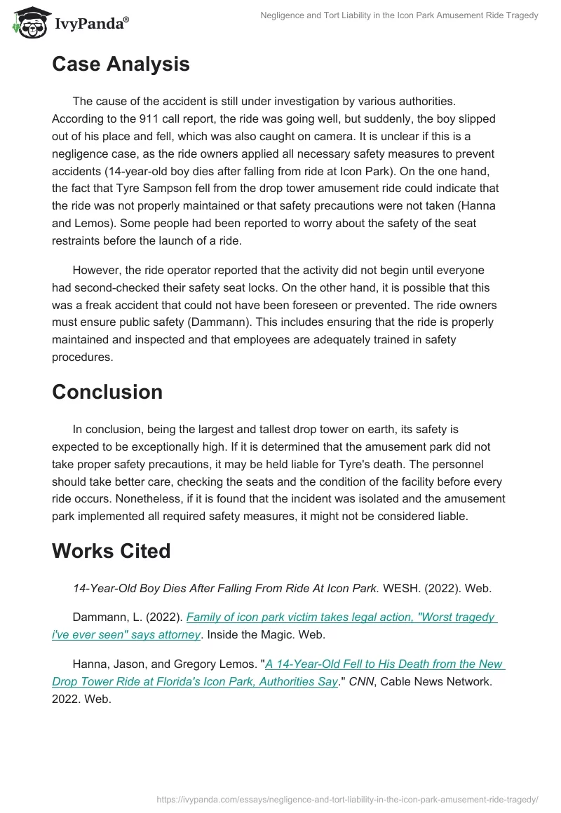 Negligence and Tort Liability in the Icon Park Amusement Ride Tragedy. Page 2