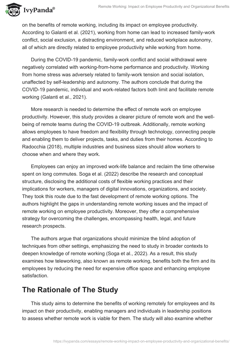 Remote Working: Impact on Employee Productivity and Organizational Benefits. Page 2