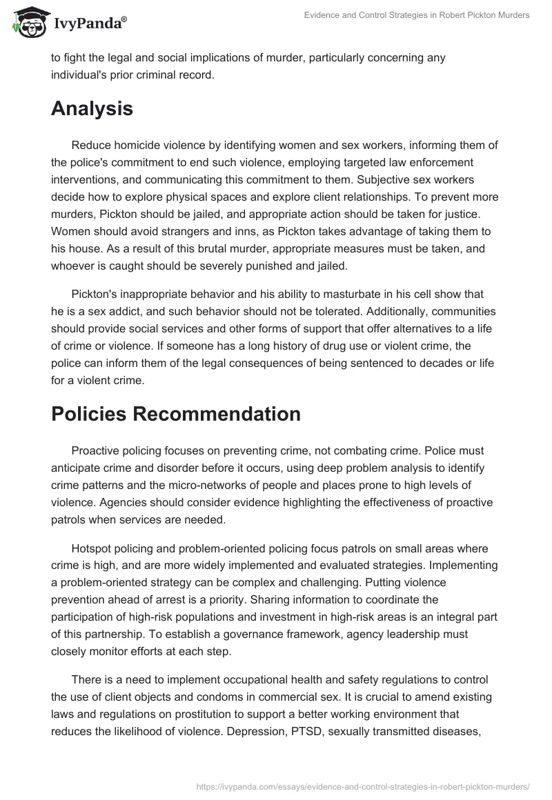Evidence and Control Strategies in Robert Pickton Murders. Page 2