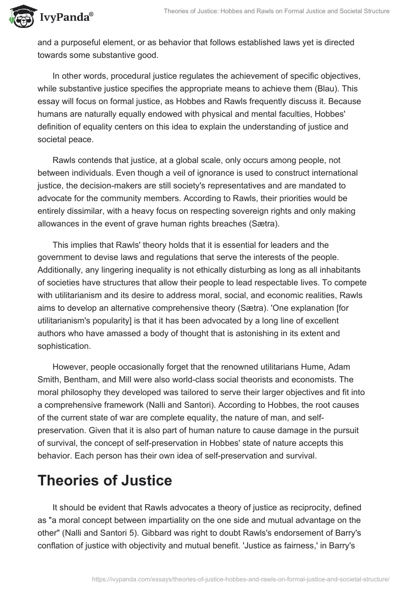 Theories of Justice: Hobbes and Rawls on Formal Justice and Societal Structure. Page 2