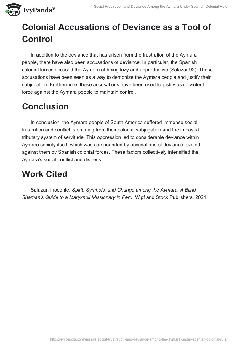 Social Frustration and Deviance Among the Aymara Under Spanish Colonial Rule. Page 2
