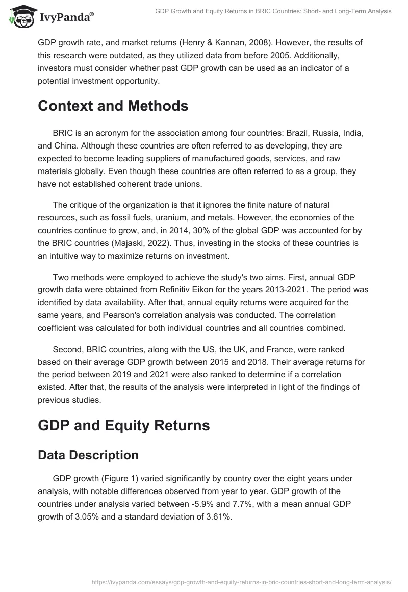 GDP Growth and Equity Returns in BRIC Countries: Short- and Long-Term Analysis. Page 2