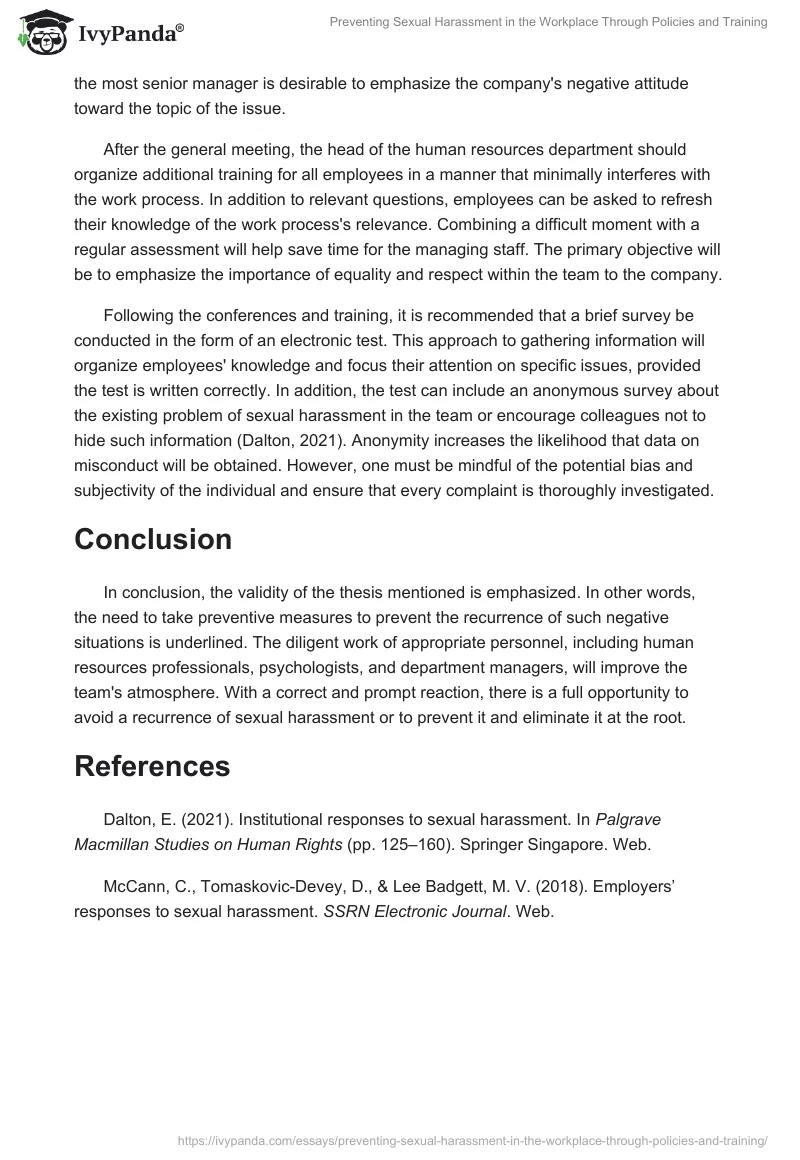 Preventing Sexual Harassment in the Workplace Through Policies and Training. Page 2