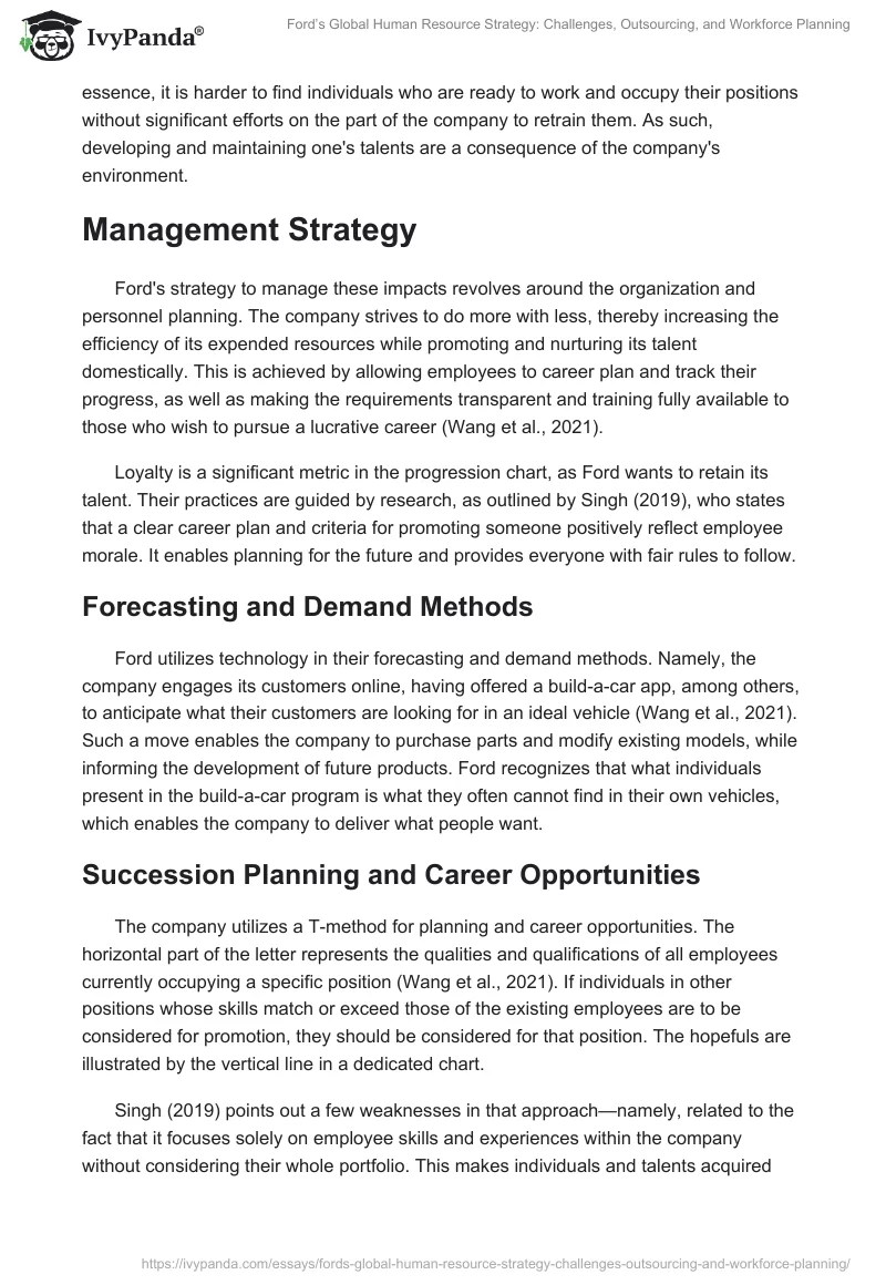 Ford’s Global Human Resource Strategy: Challenges, Outsourcing, and Workforce Planning. Page 2