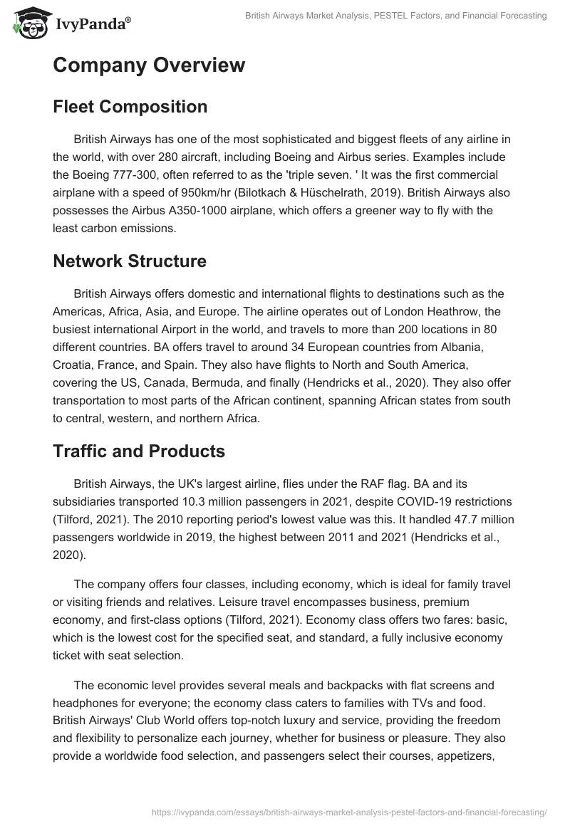 British Airways Market Analysis, PESTEL Factors, and Financial Forecasting. Page 2