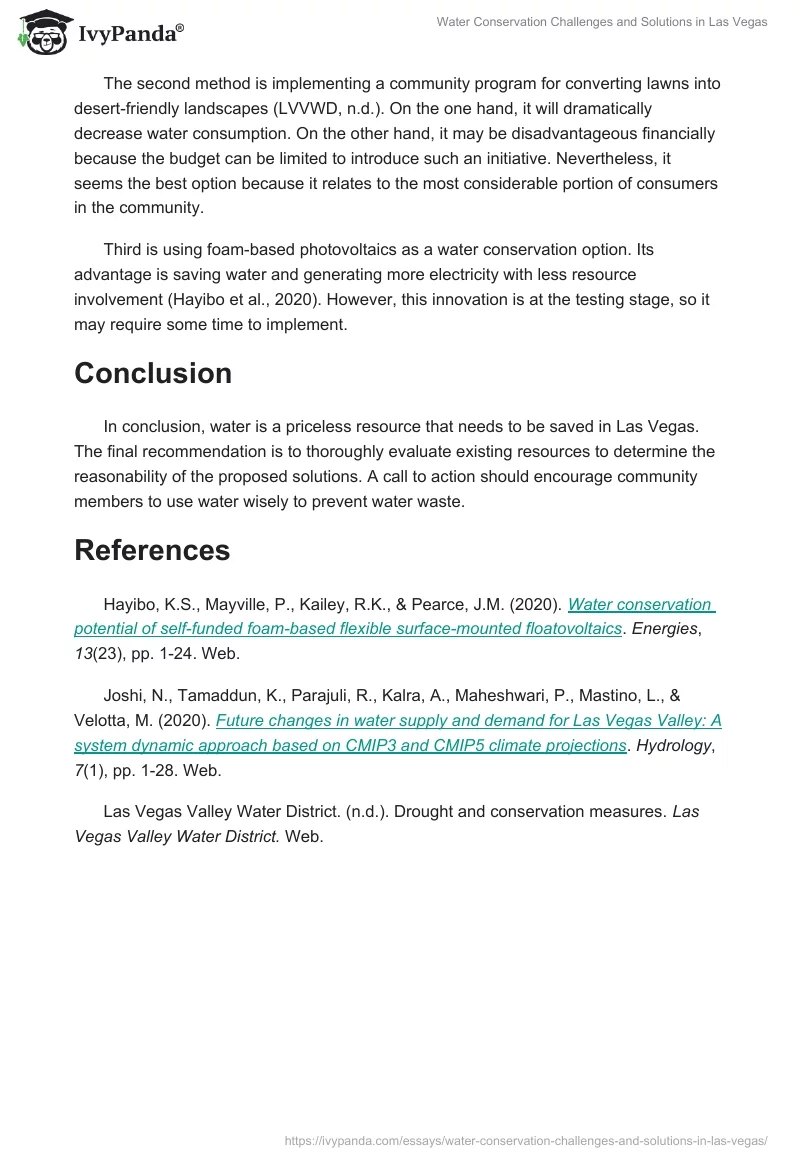 Water Conservation Challenges and Solutions in Las Vegas. Page 2