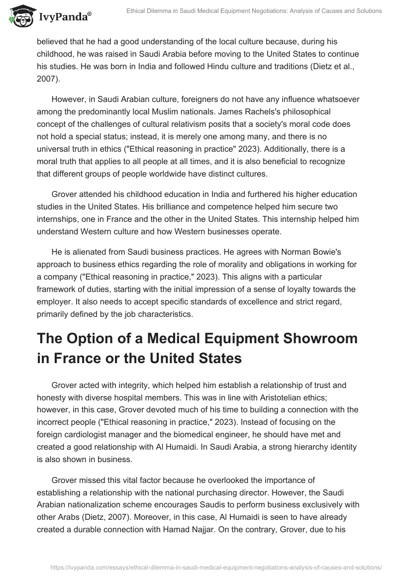Ethical Dilemma in Saudi Medical Equipment Negotiations: Analysis of Causes and Solutions. Page 2