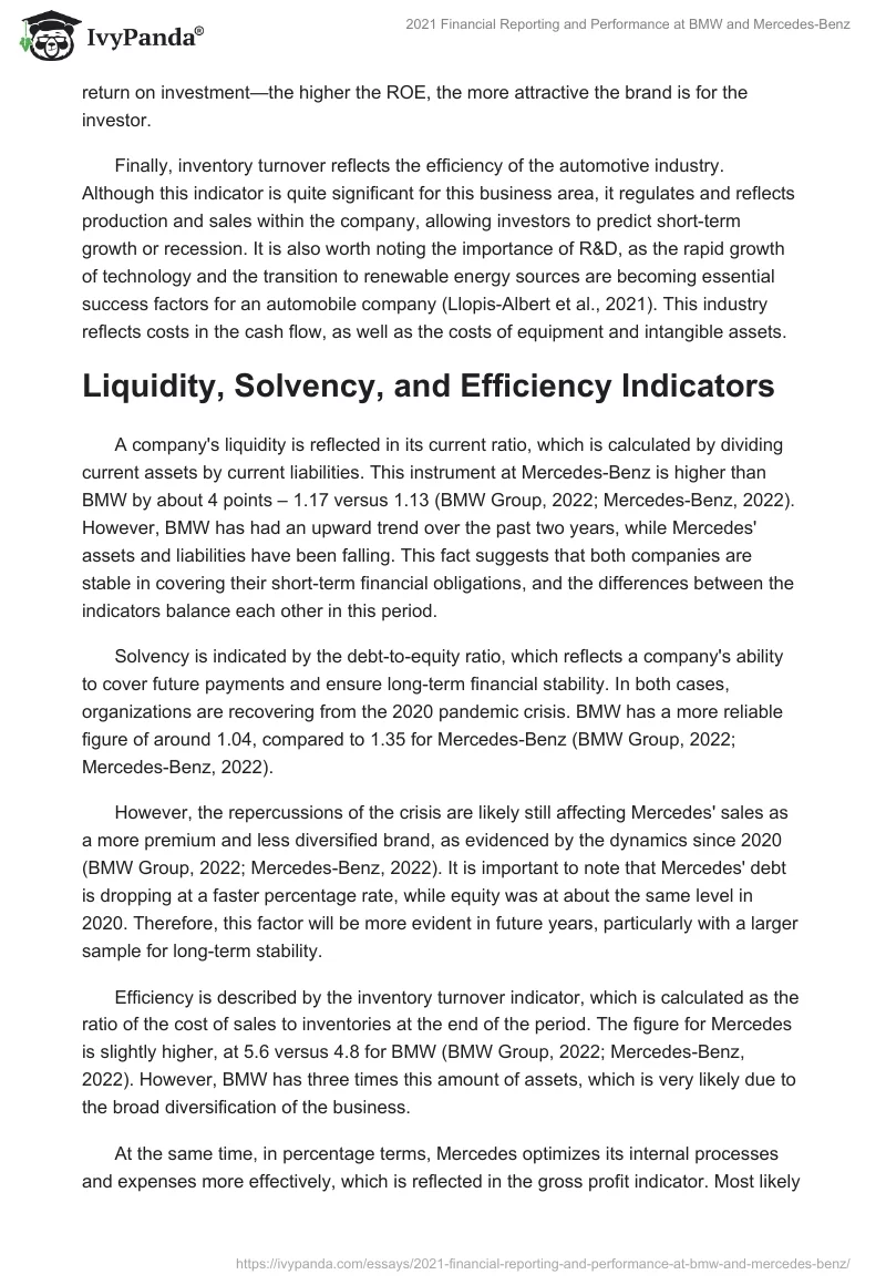 2021 Financial Reporting and Performance at BMW and Mercedes-Benz. Page 2