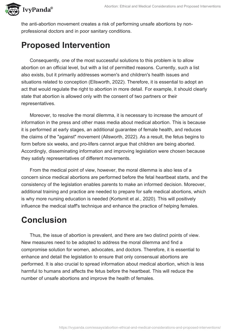 Abortion: Ethical and Medical Considerations and Proposed Interventions. Page 2