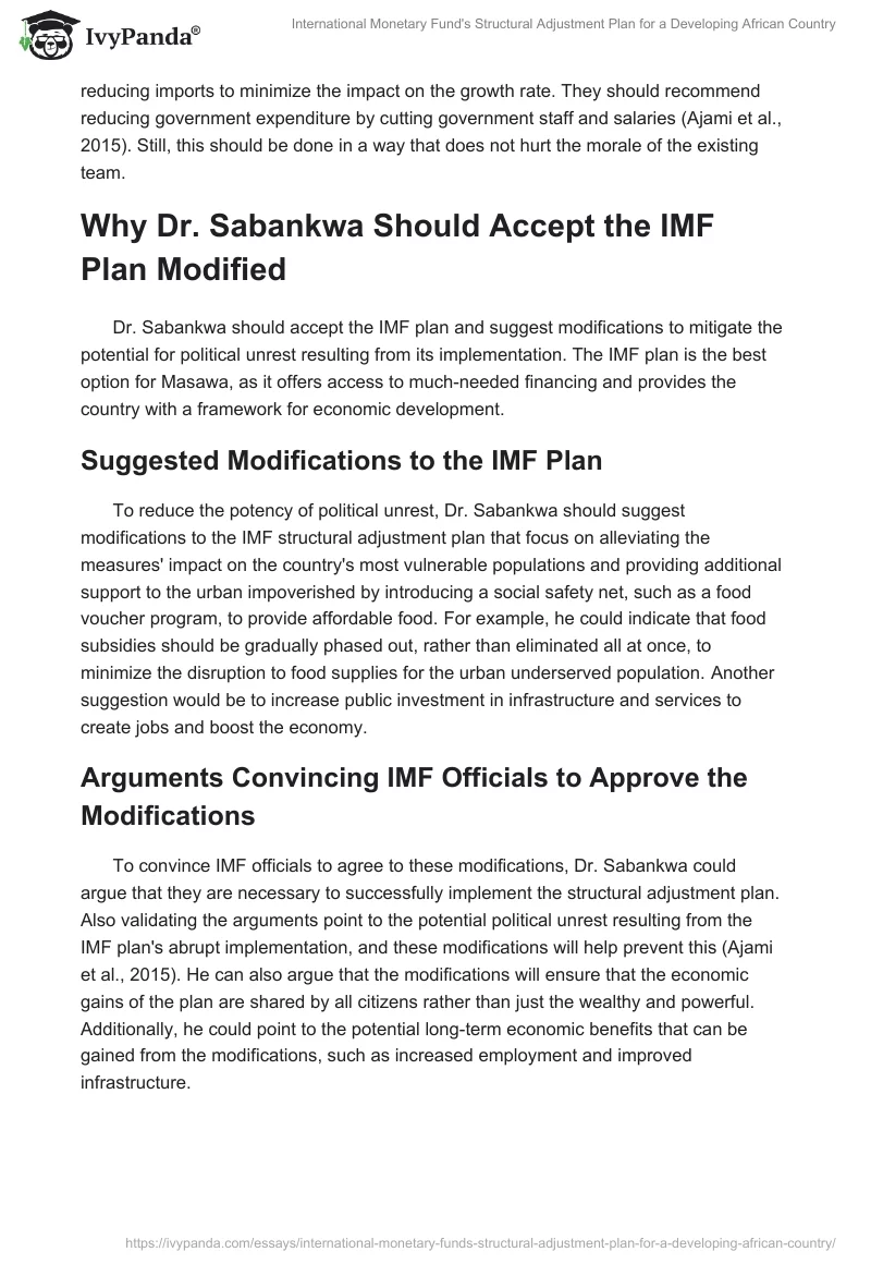 International Monetary Fund's Structural Adjustment Plan for a Developing African Country. Page 2