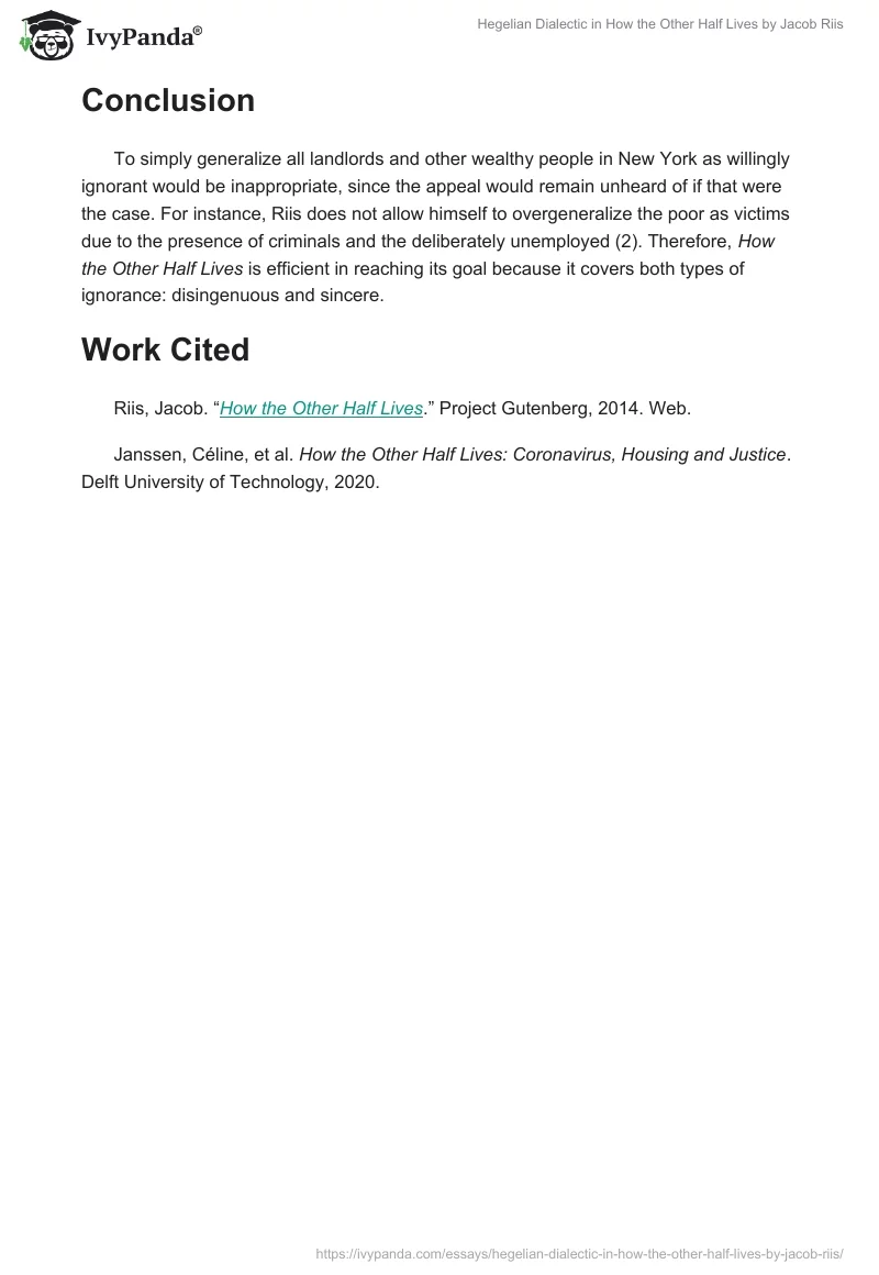 Hegelian Dialectic in How the Other Half Lives by Jacob Riis. Page 2