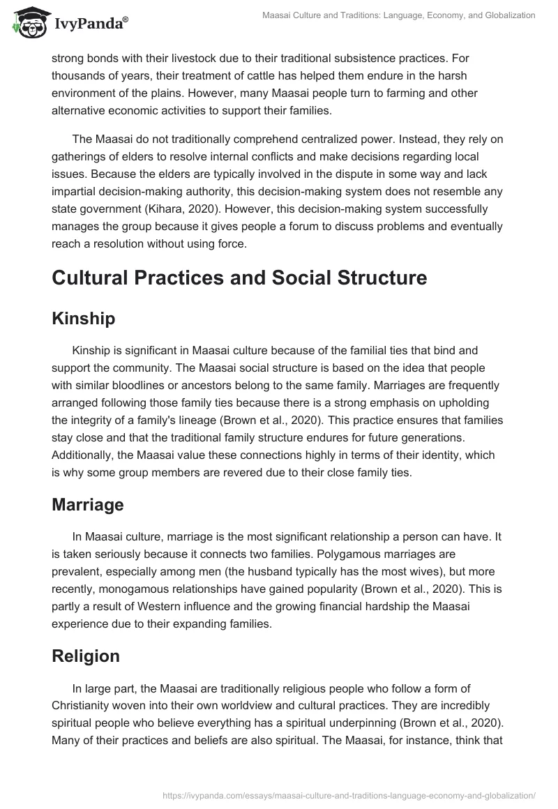 Maasai Culture and Traditions: Language, Economy, and Globalization. Page 2
