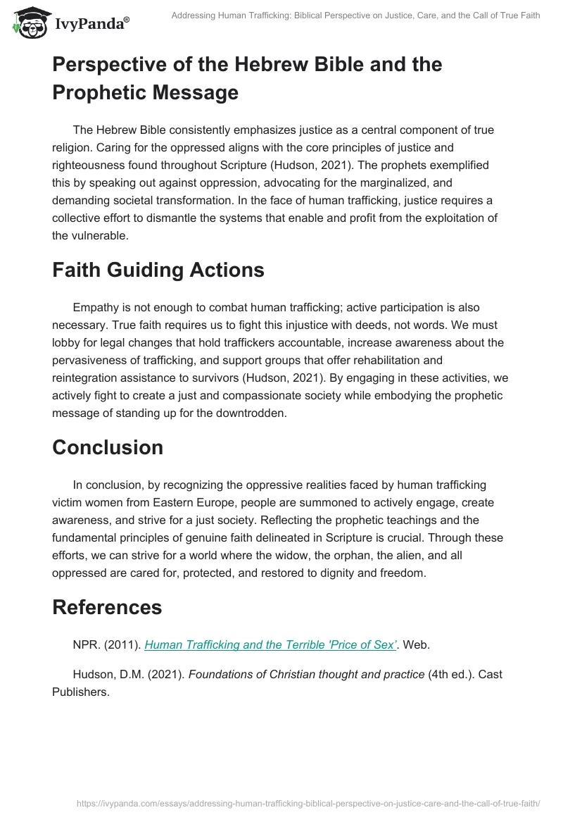 Addressing Human Trafficking: Biblical Perspective on Justice, Care, and the Call of True Faith. Page 2