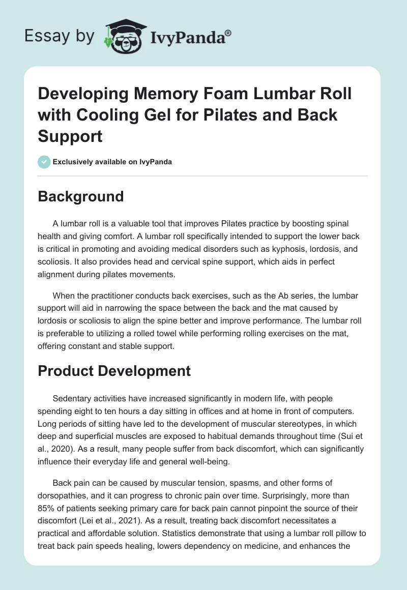 Developing Memory Foam Lumbar Roll with Cooling Gel for Pilates and Back Support. Page 1