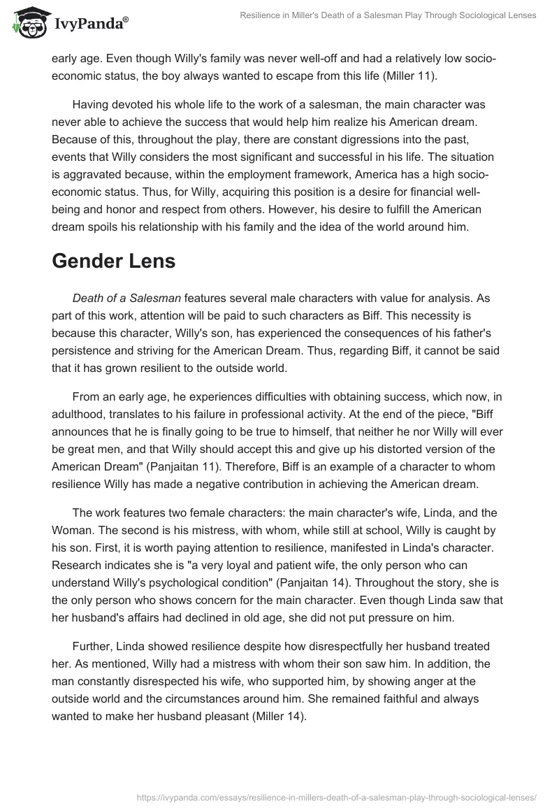 Resilience in Miller's Death of a Salesman Play Through Sociological Lenses. Page 2